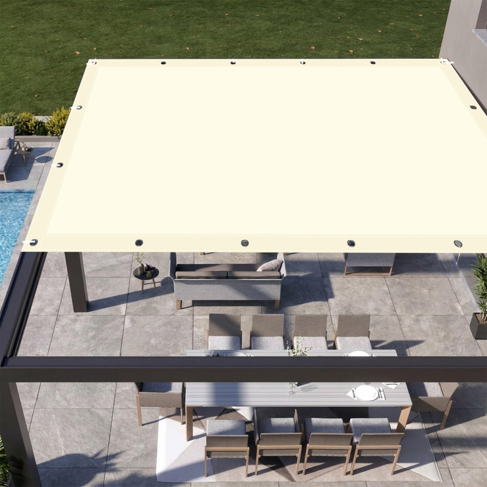 Voile d'ombrage résistant à la pluie 320x405 cm pour protéger la terrasse du soleil