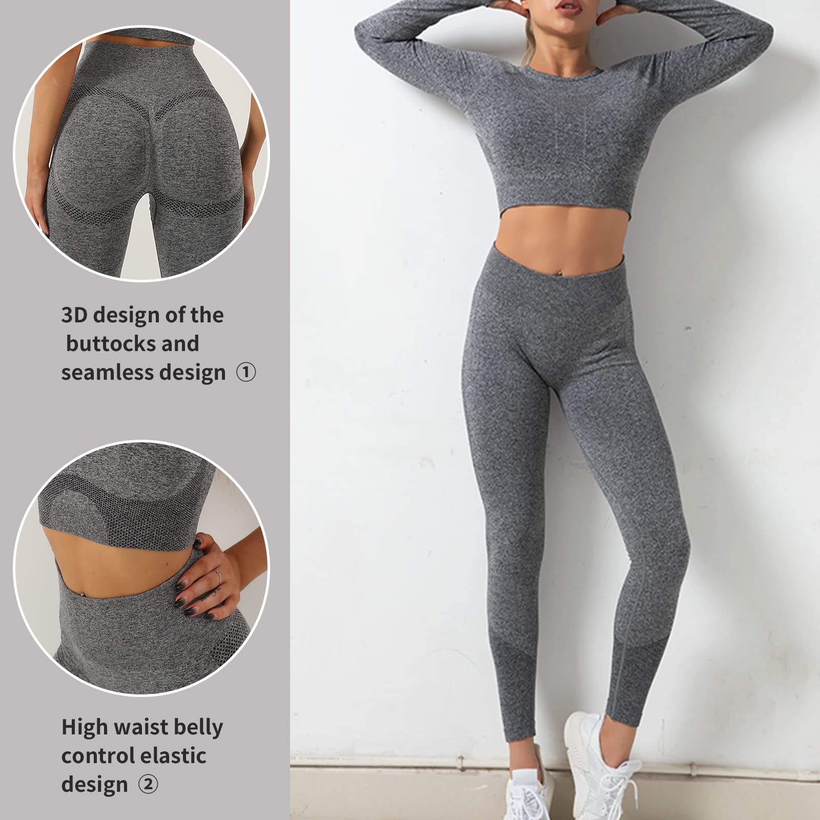 Merlvida Leggins Sportivi Donna Vita Alta Leggings Push Up Pantaloni Palestra Controllo della Pancia Anticellulite Pantacollant Opaco Elastici Tuta Collant Abbigliamento Sportivo Donna Yoga Fitness