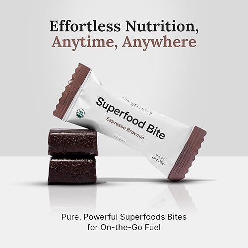 Miniatura 4 de For Wellness Bocadillos de enfoque de superalimentos (20 unidades), brownie de cacao expreso  Reduce la fatiga, mejora la digestión y apoya la