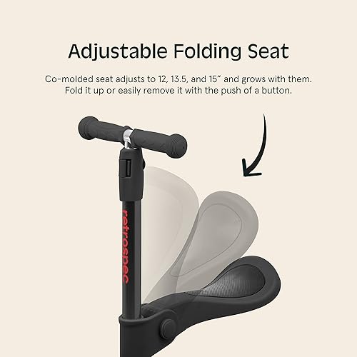 Vista 5 de Retrospec Chipmunk Plus - Patinete de 3 ruedas para niños de más de 3 años, altura ajustable, aprende a conducir, asiento plegable, luces LED