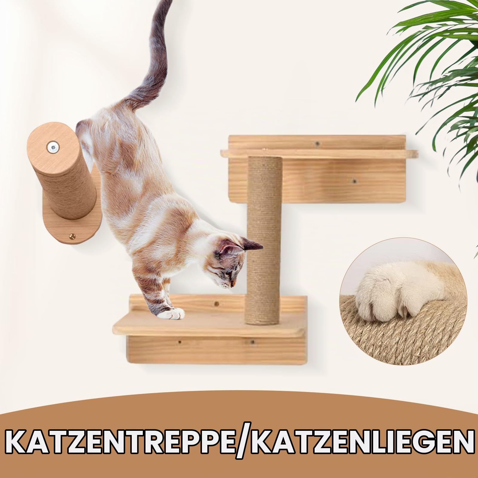 Katzen kletterwand Set mit Wandstufen, Katzenliege&Kratzbrett