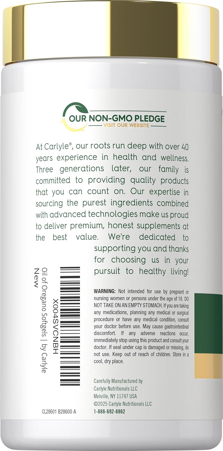 Carlyle Oil of Oregano with Black Seed Oil | 300 Softgel Capsules | Naturally Occurring Carvacrol & Thymoquinone Pills | Non-GMO, Gluten Free Supplement