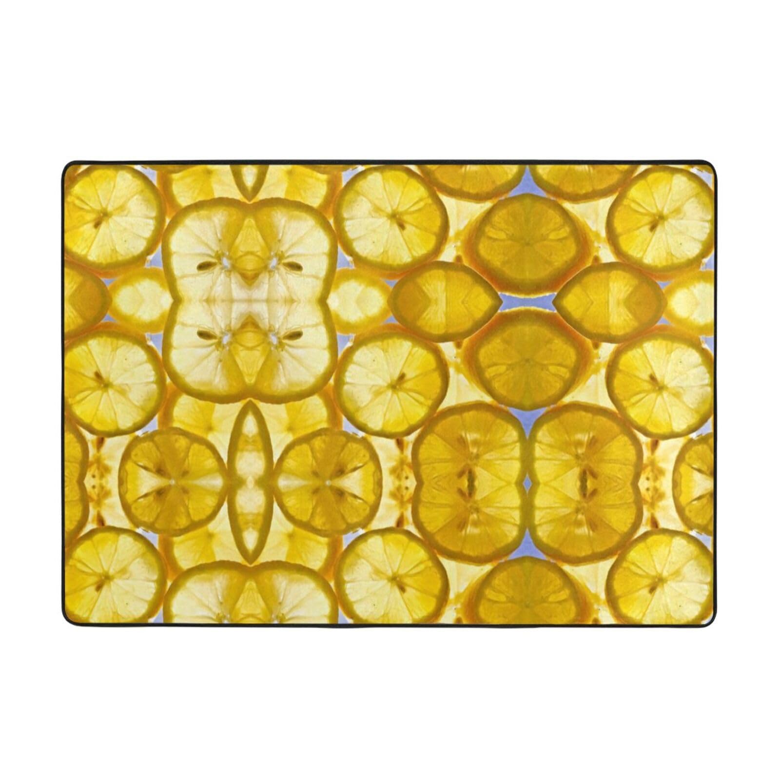 Tapis imprimé citron grand format pour salon et décoration moderne