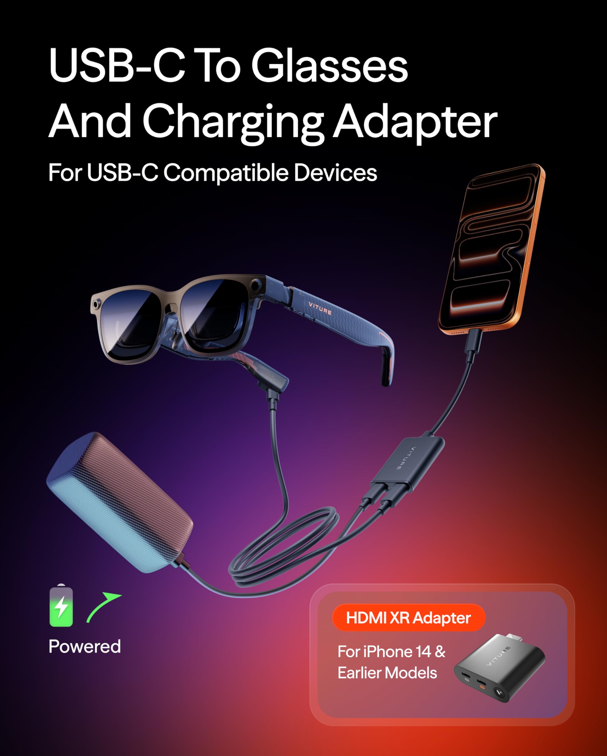 VITURE Luma Xr-Brille & USB-C Xr Adapter Pro Bundle FÜR iPhone 17/16/15, Multi-Screen, Spatial & Vr-Video, 1-klick Immersives 3D, Erweiterte 3Dof, Spielen/Arbeiten Beim Laden