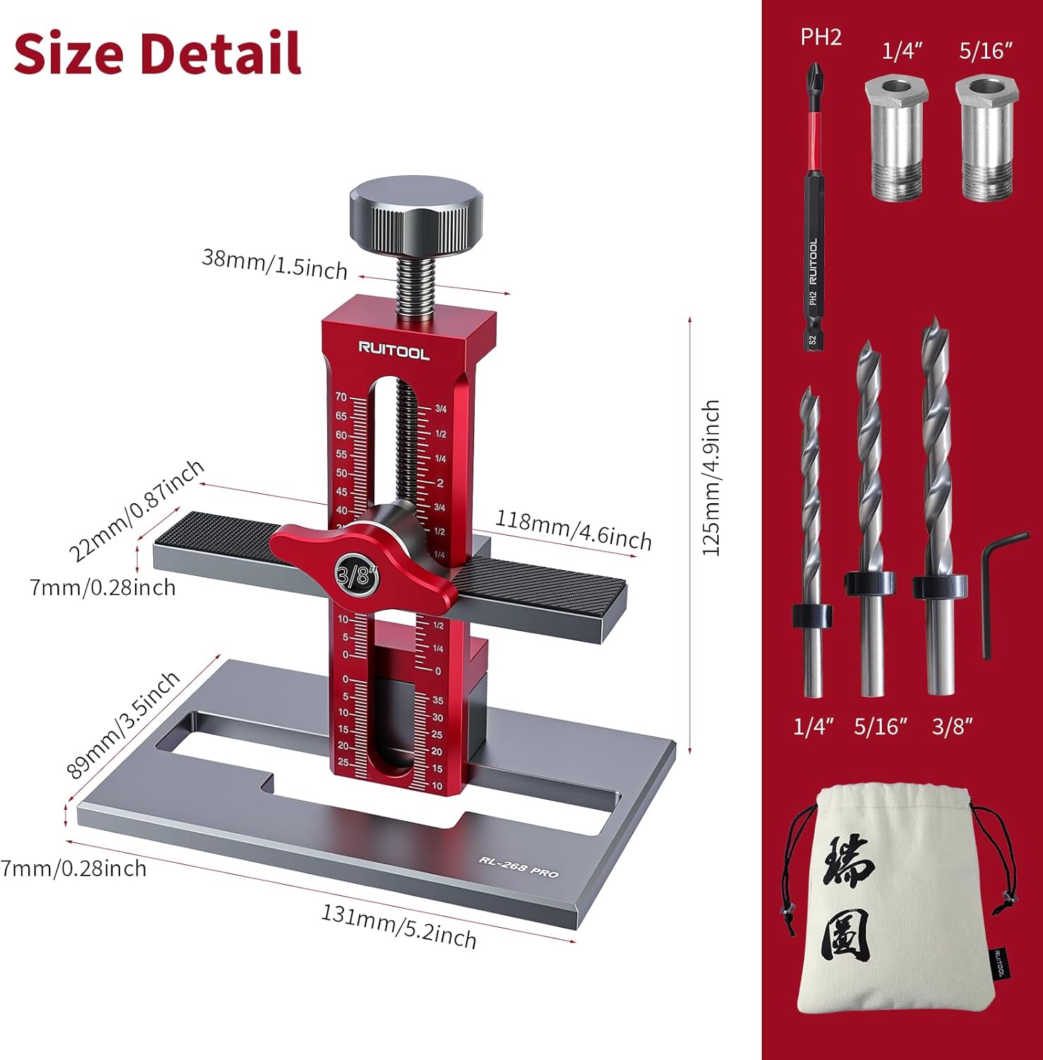 RUITOOL Upgrade 3-in-1 Cabinet Door Mounting Jig with Support Base, Installation Tool for Frameless or Face Frame Cabinet Doors, Adjustable Aluminium Alloy Hardware Jig for Wall and Base Cabinets - Image 8