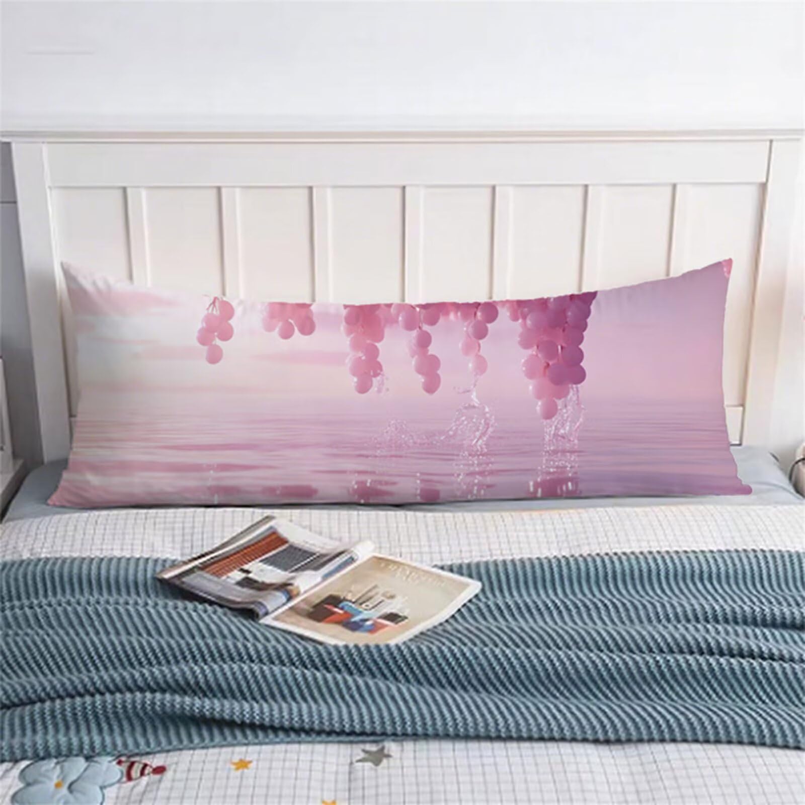 Różowa poduszka do spania na boku, poszewka na poduszkę 70 x 210 cm, kwiatowa, poduszka do spania na boku, z ukrytym zamkiem błyskawicznym, poduszka do spania, miękka, odporna na poduszkę, prezent dla