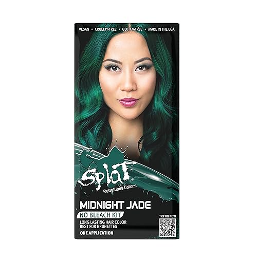 Splat Hair Splat Rebellious Colors 30 Wash - Kit de coloración para el cabello, jade medianoche, 6 onzas