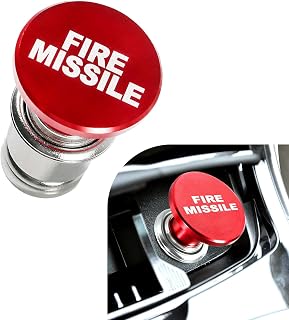 Ieechio 1 PC Fire Missile Cigarette Lighter, Aluminum Button Cigarette Lighting Plug, Universal 12V Lighter Replacement Parts, Compatible with Most Car Sockets (Red)