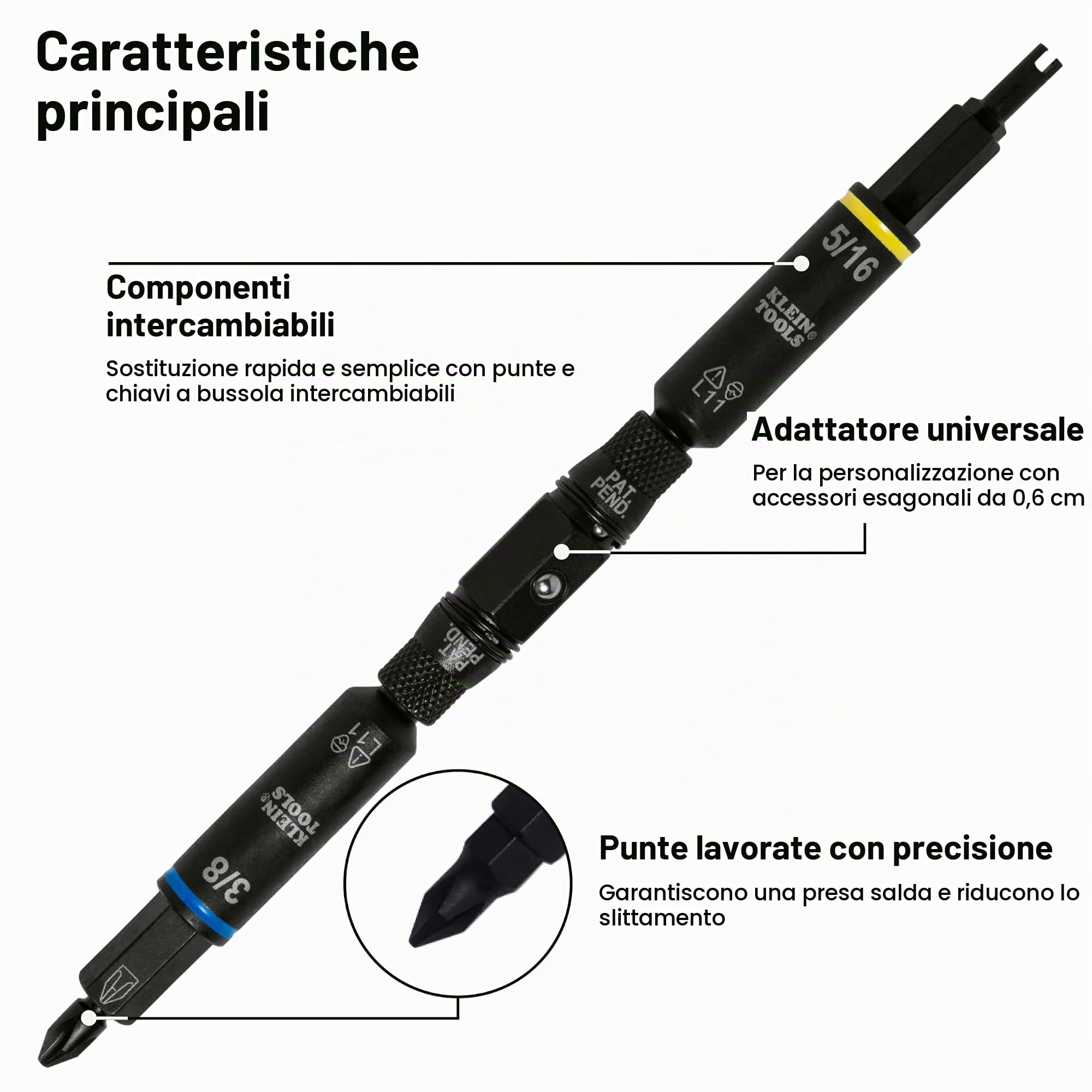 Klein Tools 32527HD - Cacciavite KNECT 11 in 1 per CVC, multi-punta e resistente agli urti, con punte Phillips, piatto, quadrato e Schrader