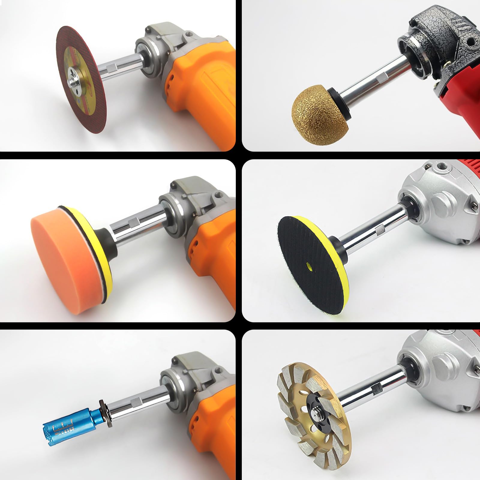 3 Aste Di Prolunga Per Smerigliatrice Angolare - 75/100/140mm Acciaio Inox - Per Lucidatura Auto - Foto 2