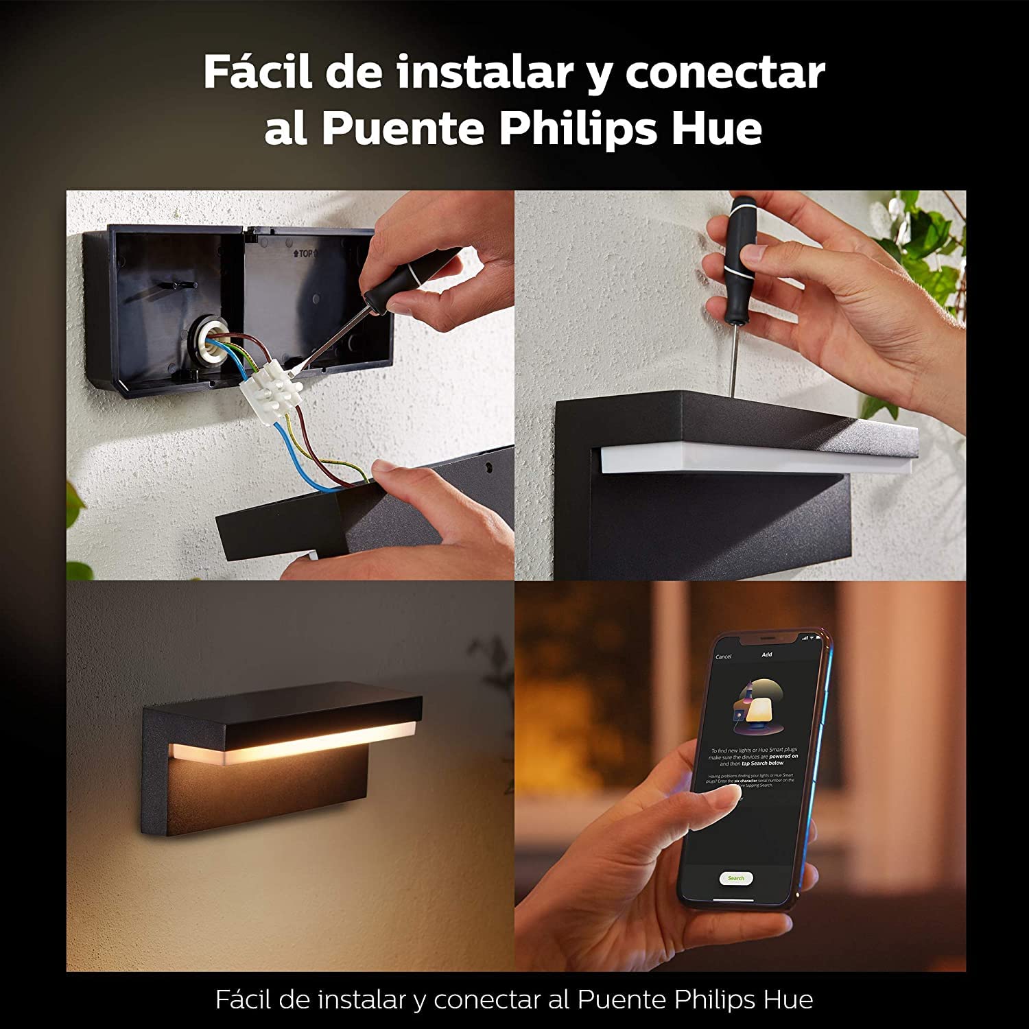 Philips Hue Nyro Aplique Inteligente Exterior LED (IP44), 13.5 W, Luz Blanca y de Colores, Compatible con Alexa y Google Home