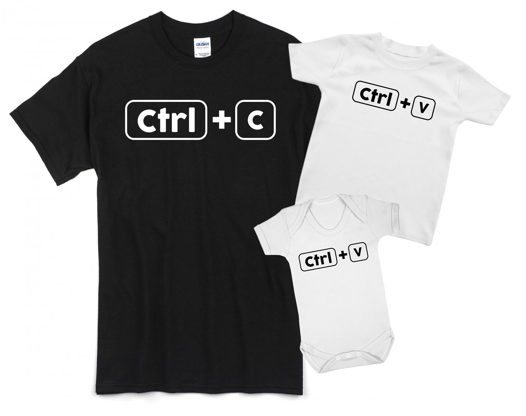 Art Hustle Men's Black And White Ctrl+C And Ctrl+V Father And Baby Matching Outfits ( - Medium - Baby 0-3M Bodysuit)