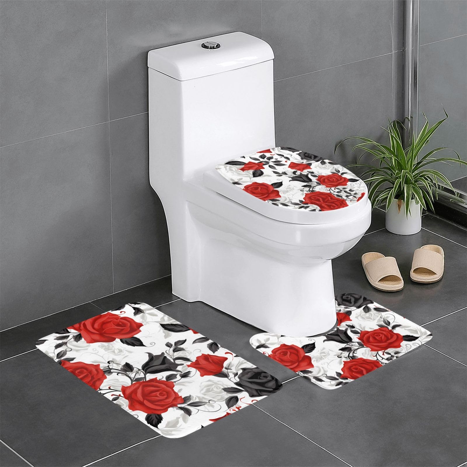 Tapis de contour ovale et rectangulaire antidérapant pour WC et meuble-lavabo