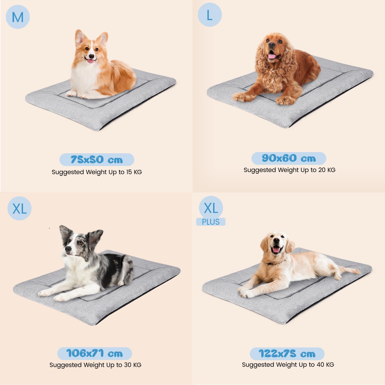BaoDan Cuscino Cane Grande 90x60 cm - Facile da Lavare con Federa Sfoderabile, Impermeabile Resistente a Morsi e Graffi, Super Morbido con Fondo Antiscivolo,Grigio