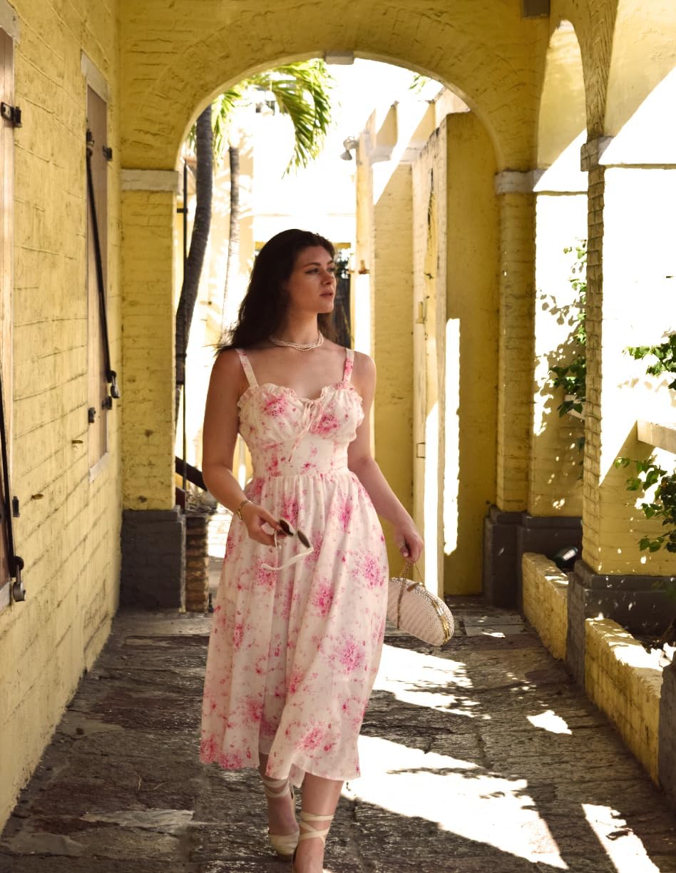 Scarlet Darkness Summer Dresses for Women 2026 Floral Corset Dress Long Milkmaid Dress with Pocket - Image 7