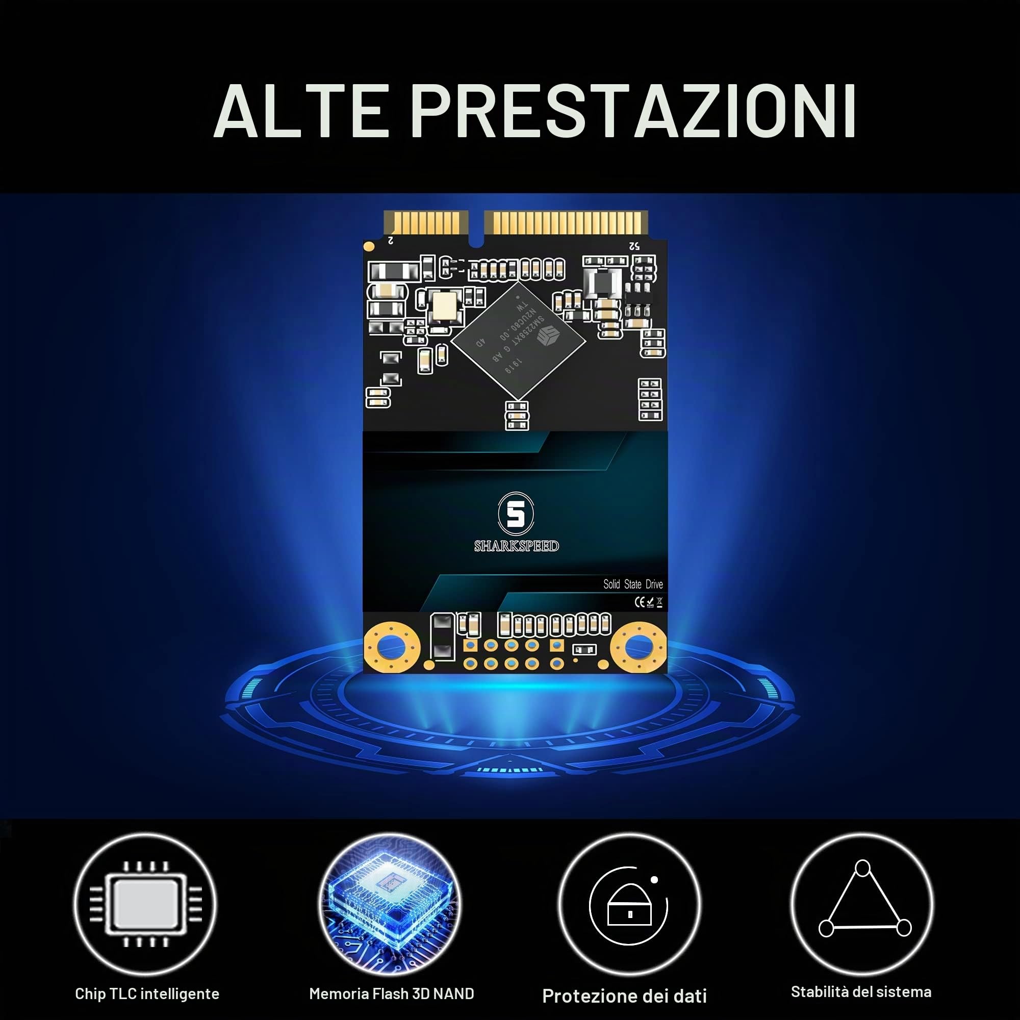 SSD 256GB mSATA TLC 3D NAND SATA 3 (6Gb/s), Unità a Stato Solido Interno per Laptop, Computer Desktop/PC (256GB, MSATA)