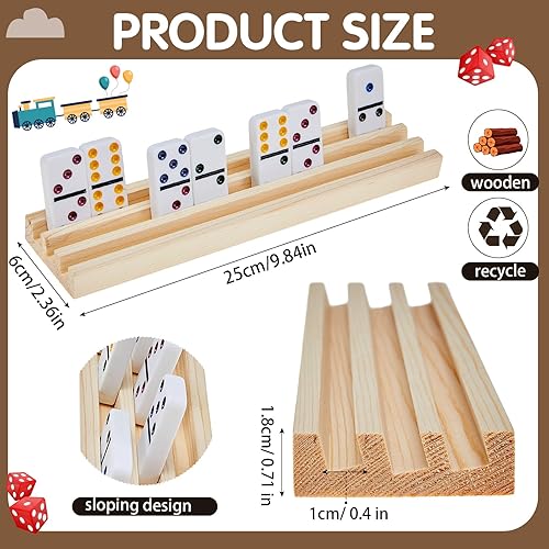Miniatura 3 de Poen Dominoes - Cubo de tren mexicano con 8 piezas de madera para dominó, bandejas de dominó, organizador para Navidad, Año Nuevo, tren mexicano,