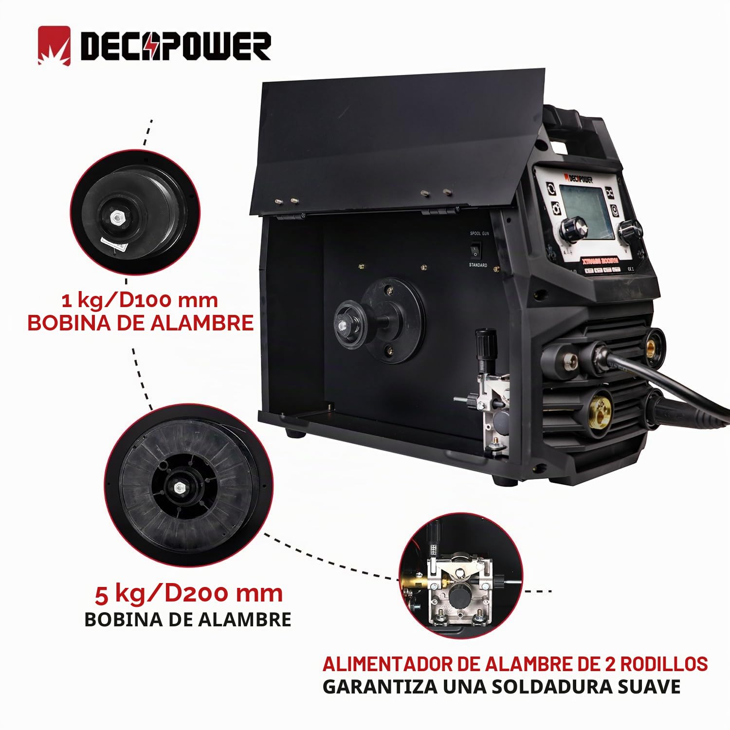 Decapower equipo para soldadura estación de soldadura 200A MIG con gas y sin gas MAG MMA TIG alambre relleno 4 en 1 mig con accesorios (XTRAMIG ARES)