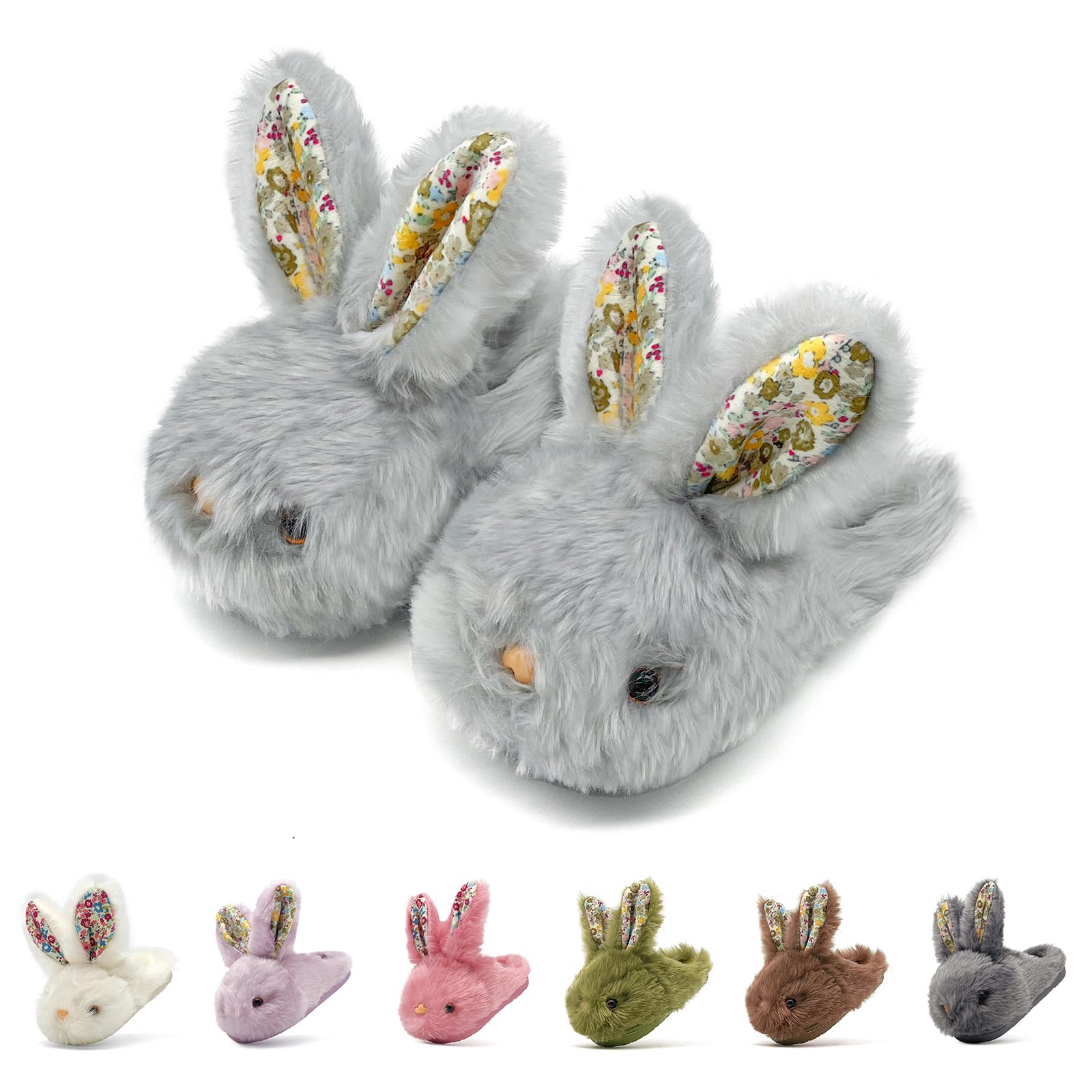 Toddler Bunny Slippers, Cute Soft Plush Anti-Slip House Kids Rabbit Warm Winter Slippers for Indoor Outdoor