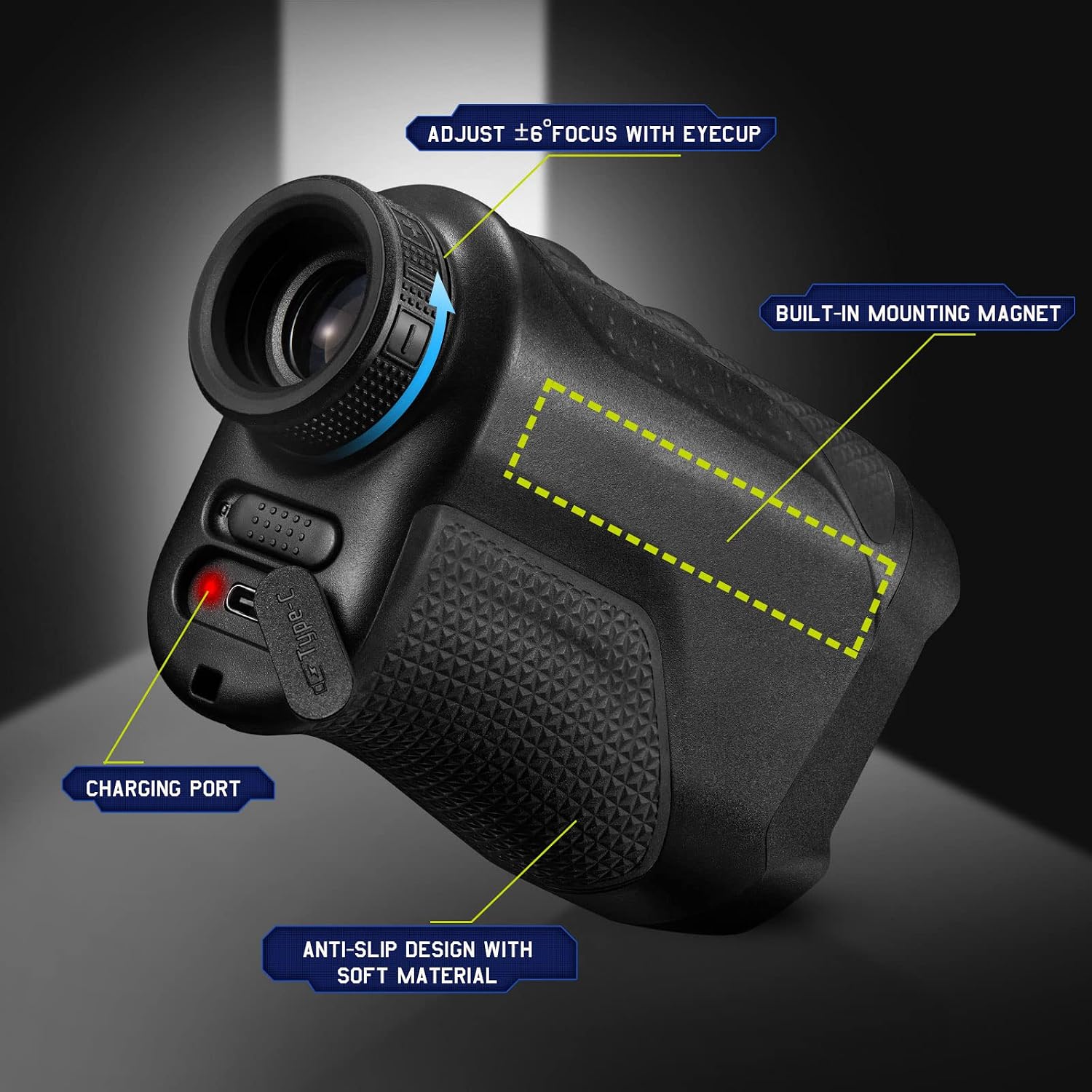 TIDEWE Hunting Rangefinder with 700Y Red & Green OLED/LCD Display, Built-in Magnet Multi Functional Waterproof Golf Range Finder with Rechargeable Battery, Adjustable Brightness (Black & Camo)