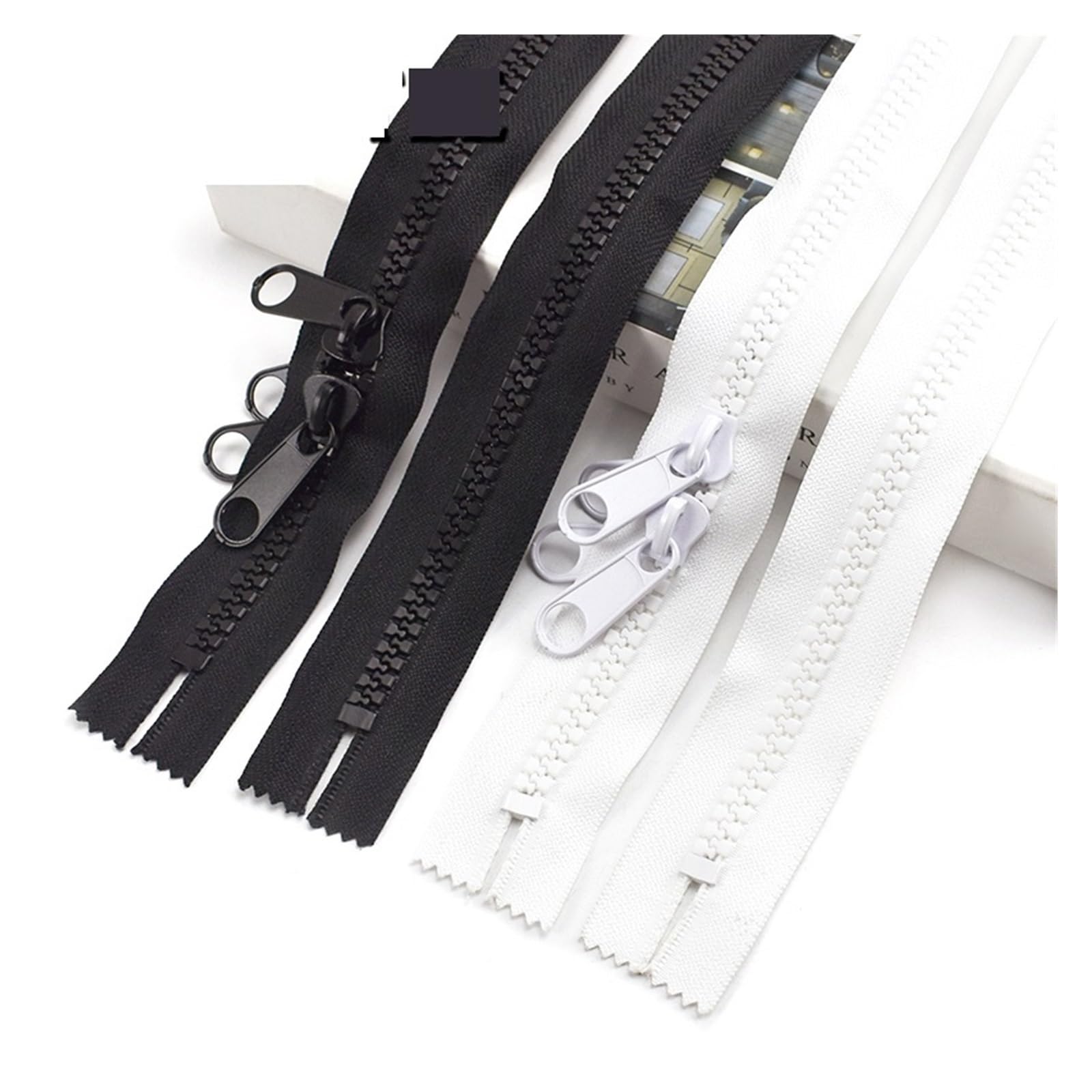 Cerniera Lampo Cerniera 100-600cm Doppi cursori decorativi Cerniera chiusa a due vie for borsa da Tende Cerniere esterne Accessori for cucire fai da te(Black,600cm-1Pc)