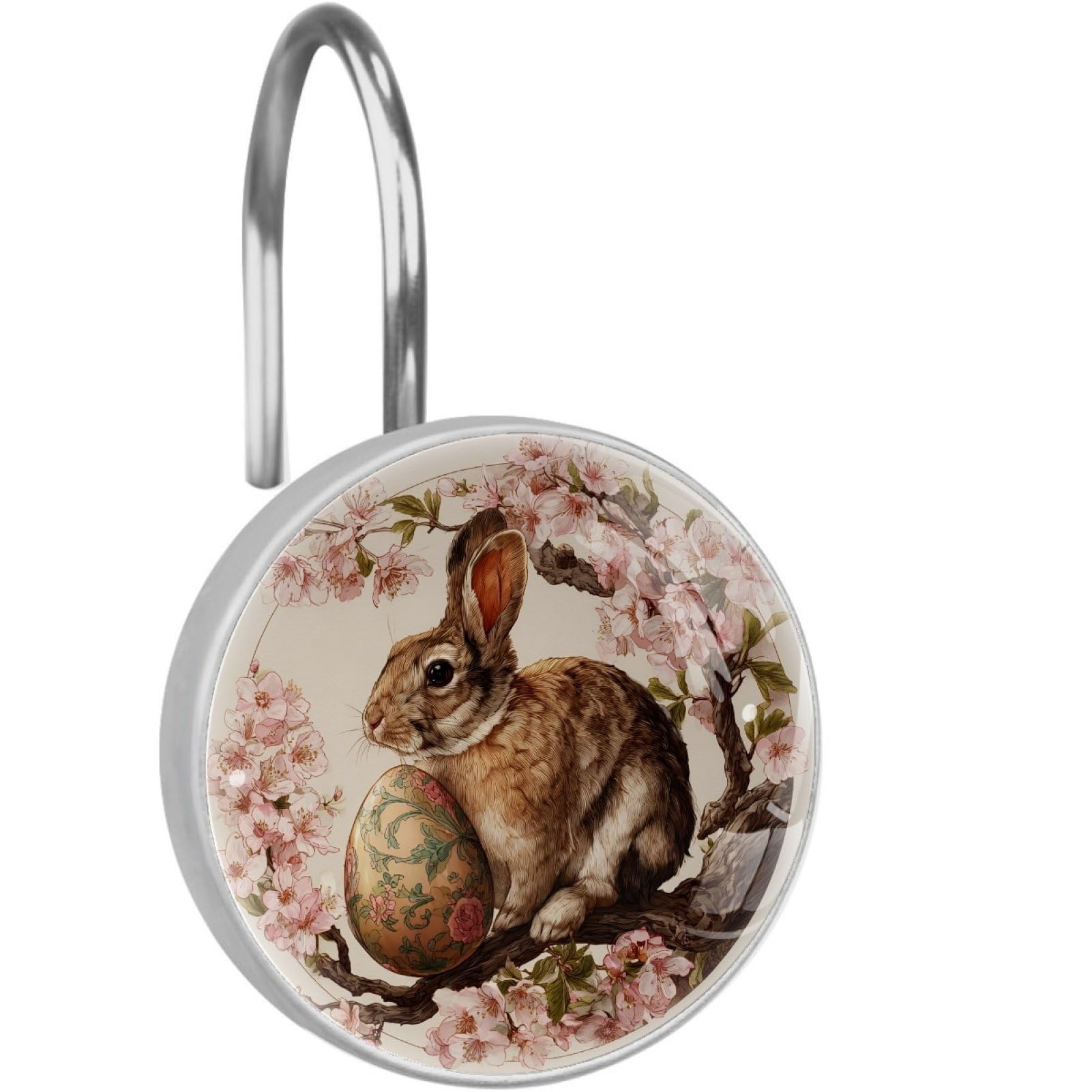 VAPOKF Shower Curtain Hooks, 12PCS Cherry Blossom Bunny Shower Curtain Hook for Bathroom Decors Home Bedroom