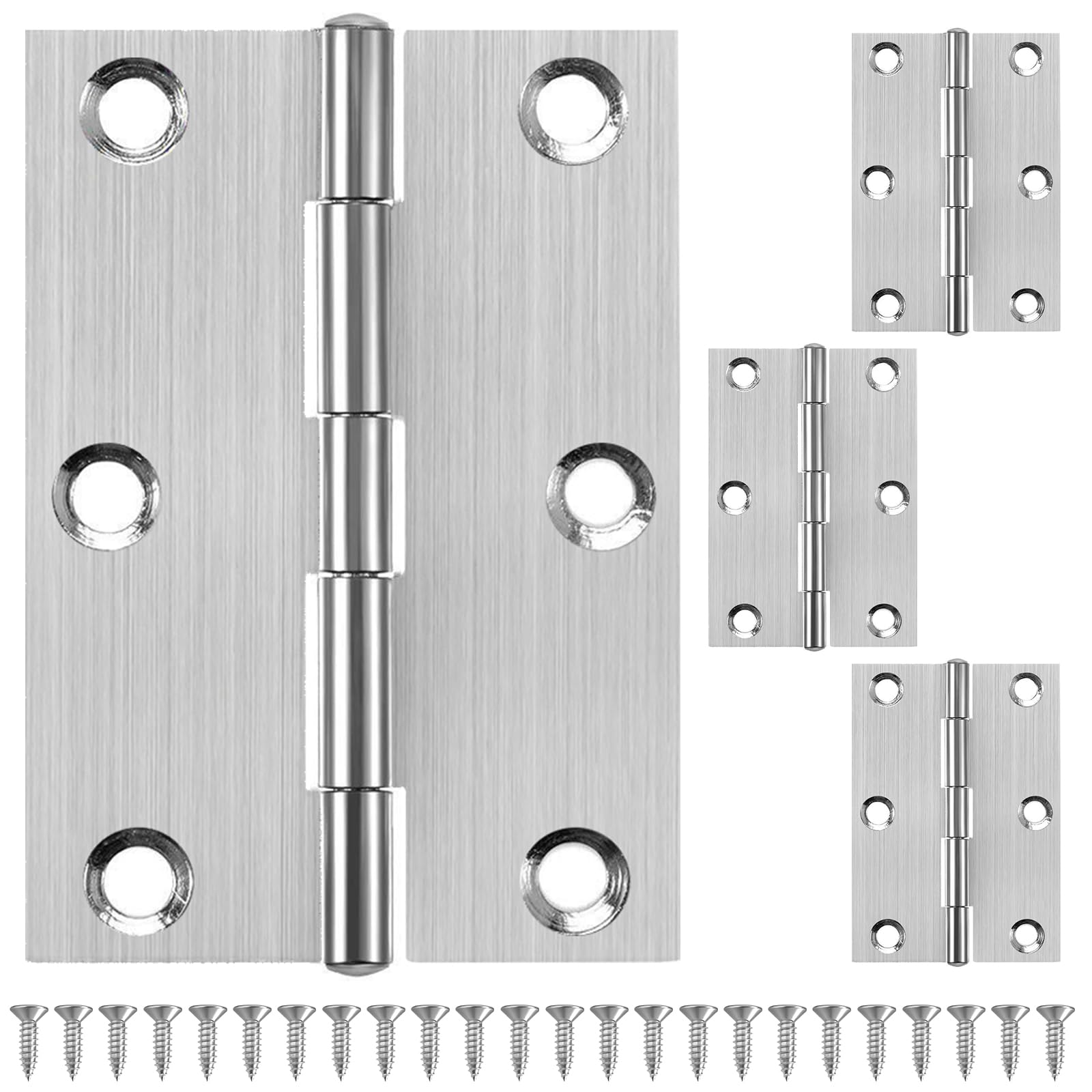10 Cerniere Inox Per Mobili - 6.7x3.7cm, Spessore 1mm, Con 60 Viti, Nero - Foto 4