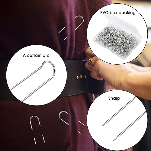 Miniatura 5 de Alfileres de costura en U para manualidades pasadores de agujas de doble bloqueo ganchos de acero inoxidable en forma de U pasadores de costura en