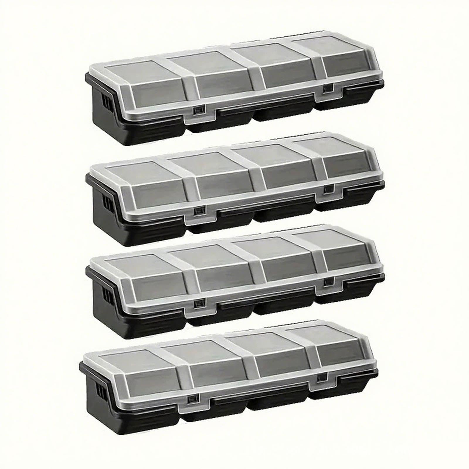 Organizador de Tornillos 4x con Tapas, 4 Compartimentos, Cajas, Estuches para Clavos, Tornillos, Componentes Electrónicos Y Hogar, Negro