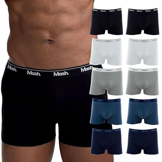 Kit 10 Cuecas Boxer Mash Masculina Algodão Cotton Respirável