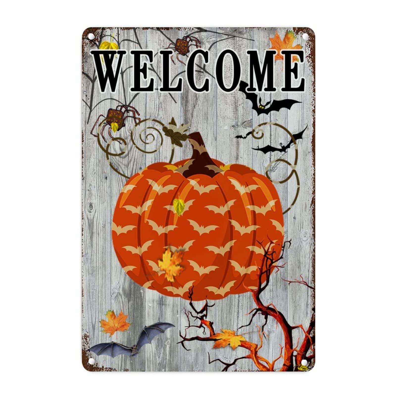 Panneau en métal Halloween 45x30 cm décor vintage de mur