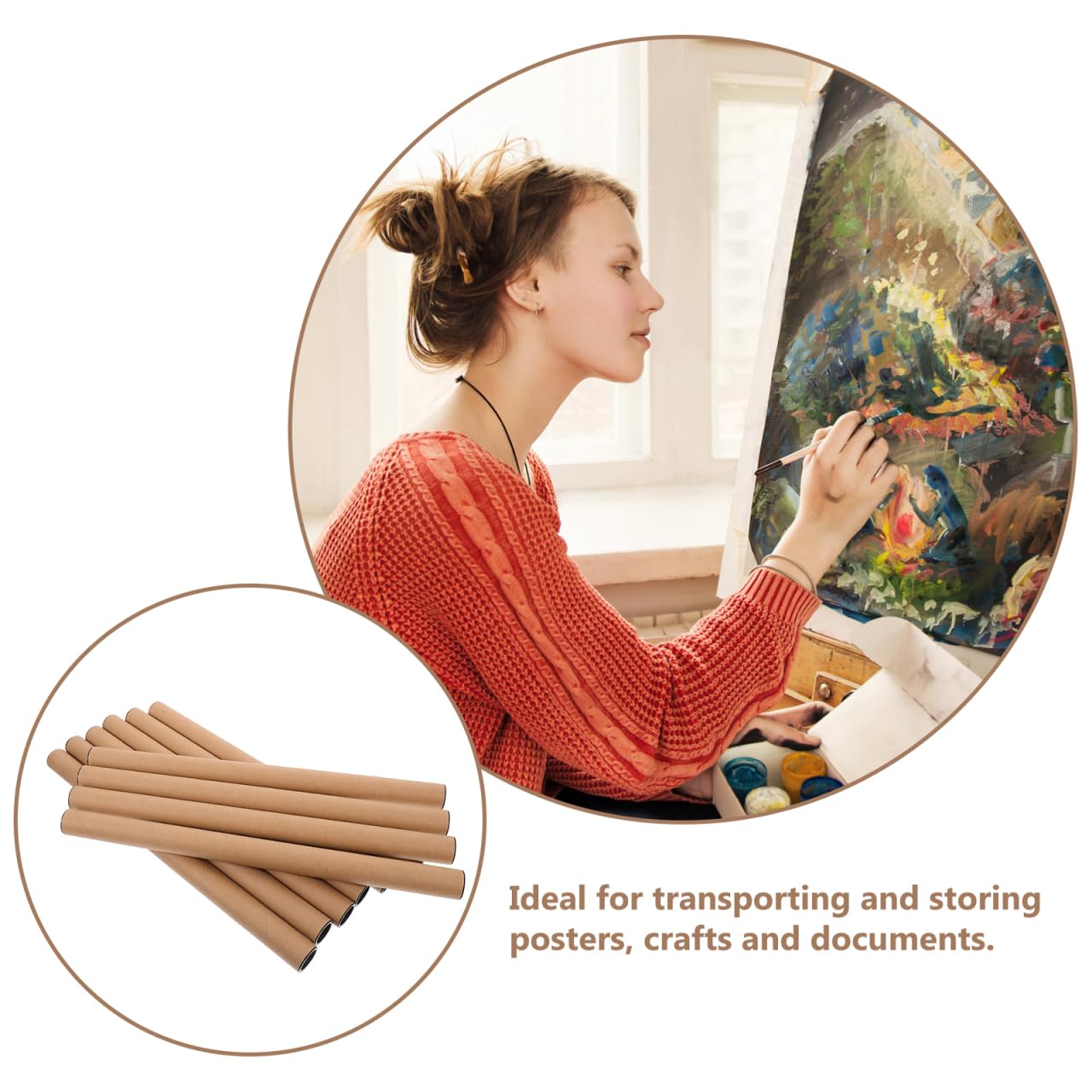 iplusmile 10 Stück Pappröhren 40cm Länge, 2mm Wandstärke Robuste Versandrolle für Poster & Pläne, Stabile Versandhülsen für Kunstwerke & Zeichnungen, Posterröhre Braun für Lagerung und Versand