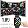Smart Watch para Hombre Mujer Compatible con iPhone Samsung Android, Pantalla Táctil Completa de 1.69 Pulgadas, Impermeable IP68, Monitor de Actividad Bluetooth, Monitor de Frecuencia Cardíaca/Sueño (Negro) 3