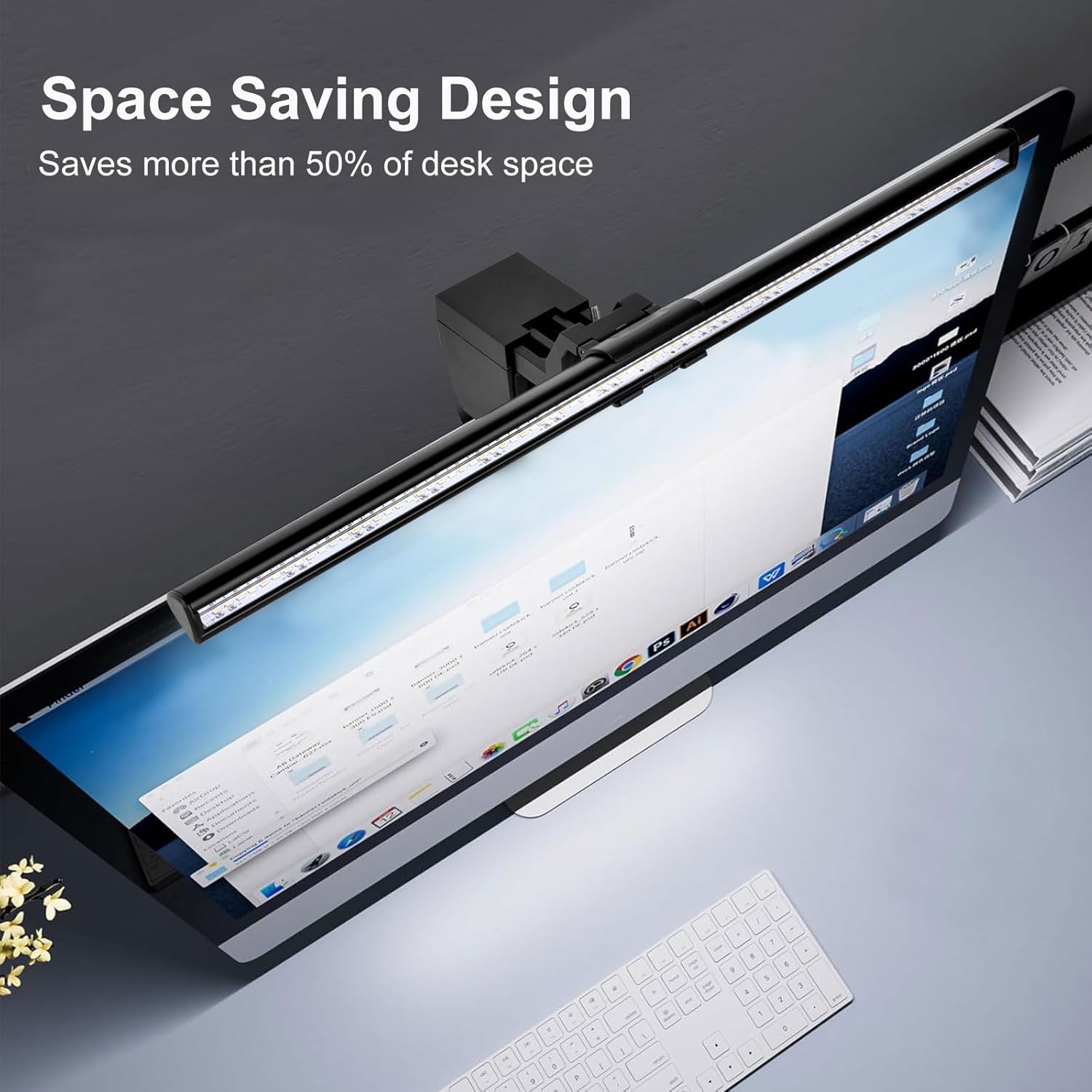 Computer Monitor Lamp, Screen Light Bar Eye Caring, Keyboard Lamp with Clamp/Adjustable Brightness and 3 Color Temperature/No Screen Glare/Space Saving/USB Powered/for Home&Office-40cm - 4