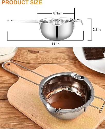 Miniatura 6 de Olla de caldera doble de acero inoxidable de 20.3 fl oz con mango resistente al calor para derretir chocolate, mantequilla, velas y jabón