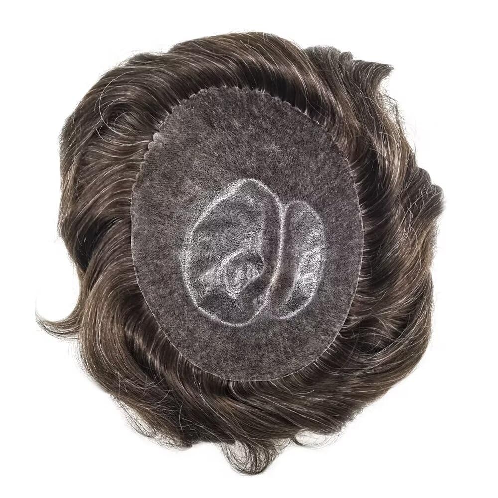 Hair Replacement System - All Poly Skin Toupee With 0.10mm Injected PU for Men, Durable Natural Hair Piece, 6X8" 120% Density, #3 Dark Brown