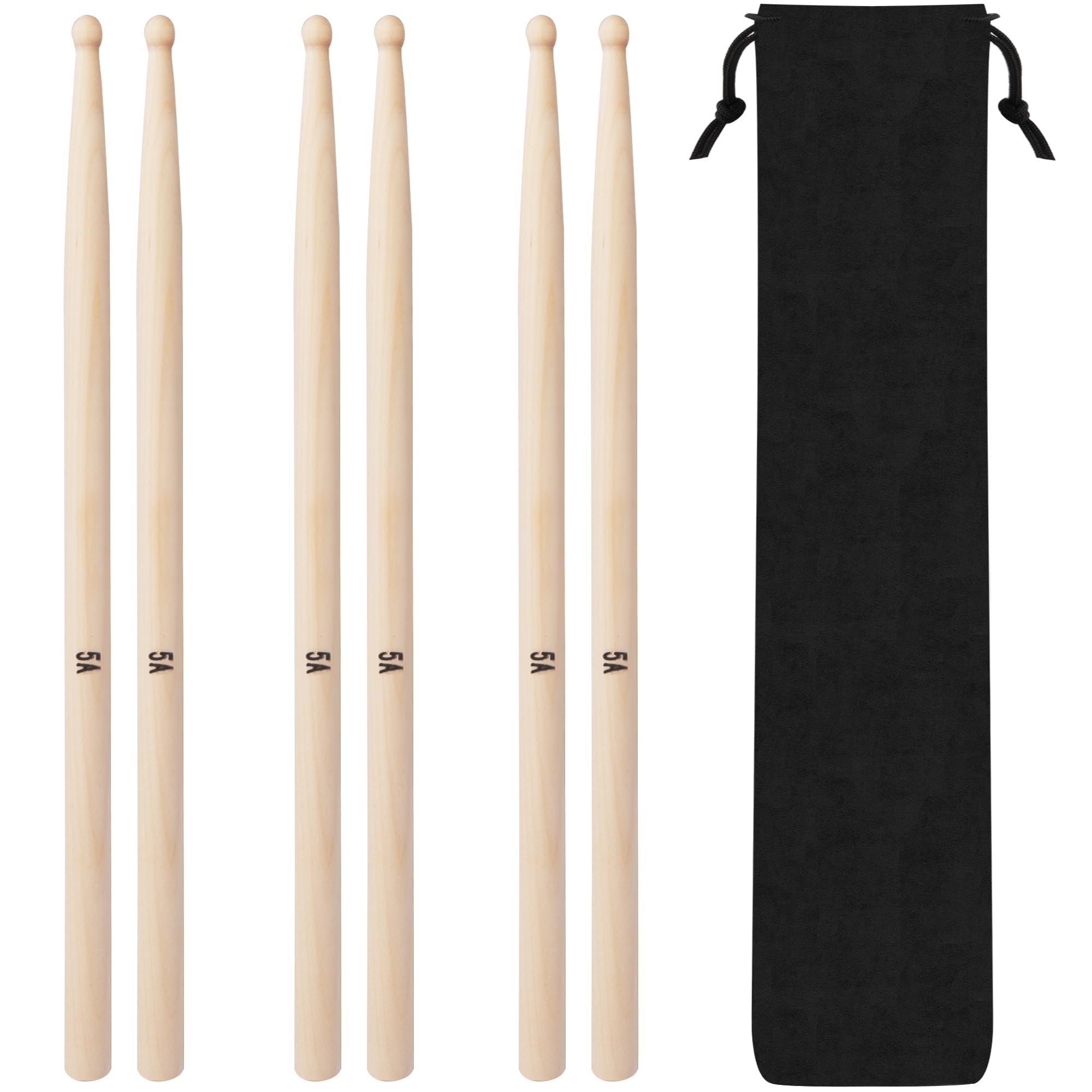 Baquetas de tambor, Baquetas de nogal americano, Baquetas para tambores, Baquetas para Batería, Accesorios de tambor para tambores, Baquetas 5A (Paquete de 1