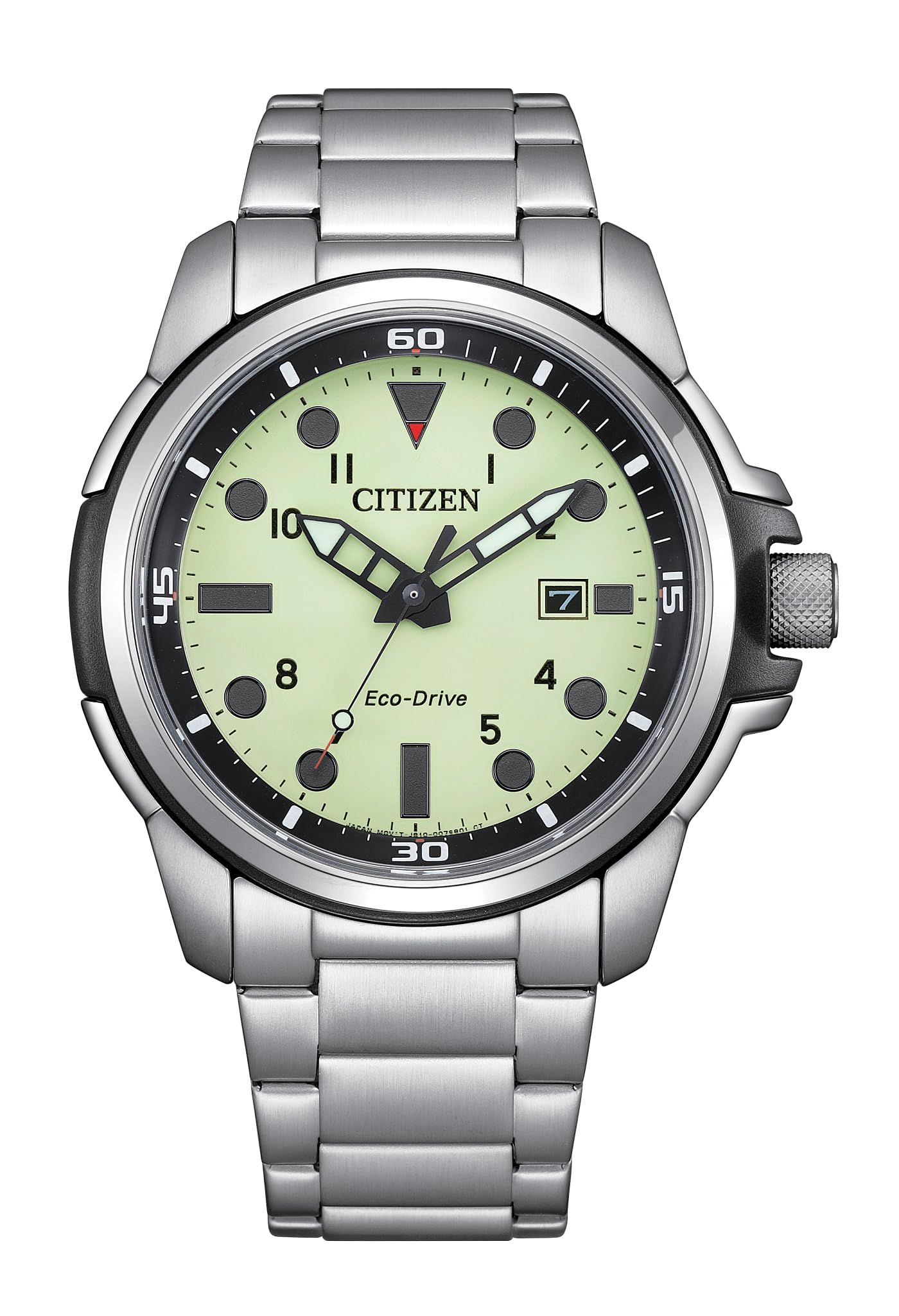 CITIZEN 掛時計 オリーブカラー ヴィンテージ ミッドセンチュリー Citizen Mens Sport Casual Eco-Drive Watch 44mm Silver-Tone