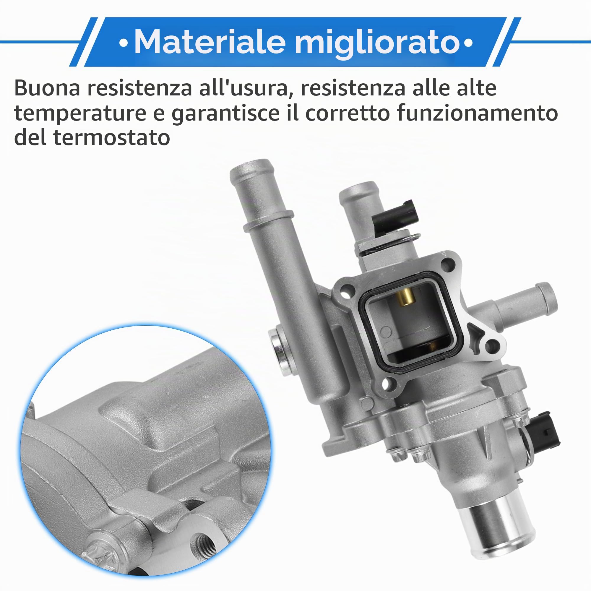 Termostato Motore per Chevrolet Cruze 11-16 Resistente 1 Pc | Per Chevrolet Sonic 2012-2018 E Per Chevrolet Trax 2012-2017 Regola Flusso Lega Alluminio Tono Argento Numero OE 25192228