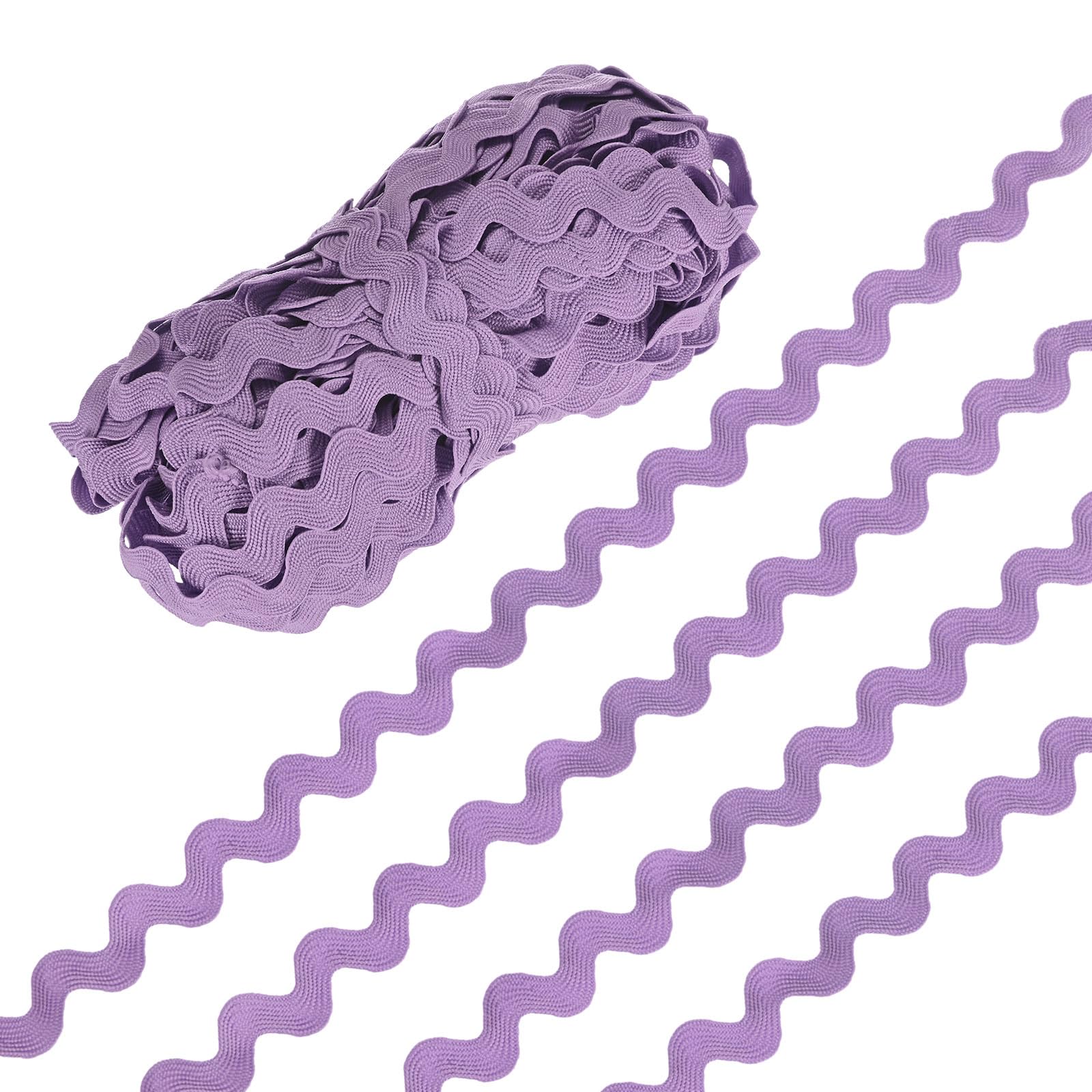 M METERXITY Rick Rack Trim, 25 Yard 10mm / 0.4 Inch Wave Bending Fringe Trimming Ribbon for Sewing/DIY Crafts/Clothes/Decoration, Polyester RIC Rac Trim [Light Purple]