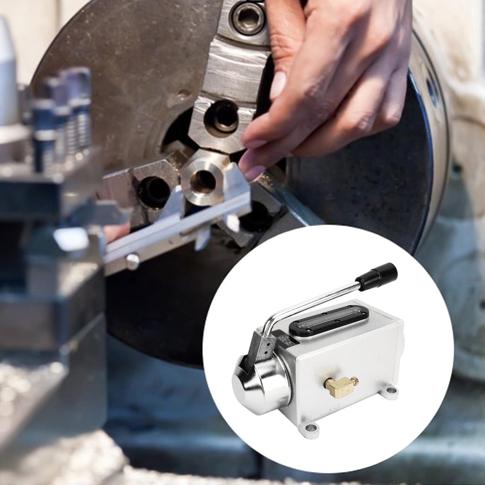 Bomba lubricadora manual de aluminio fundido resistente de 500 cc con salida de 4 mm, perfecta para mantenimiento de máquinas herramienta y necesidades de lubricación industrial