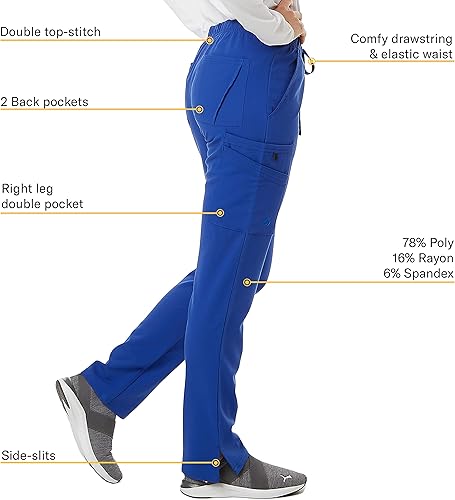 Miniatura 3 de SPECTRUM UNIFORMS Wynd - Pantalón cargo para mujer, cintura elástica y cordón, ideal para profesionales médicos