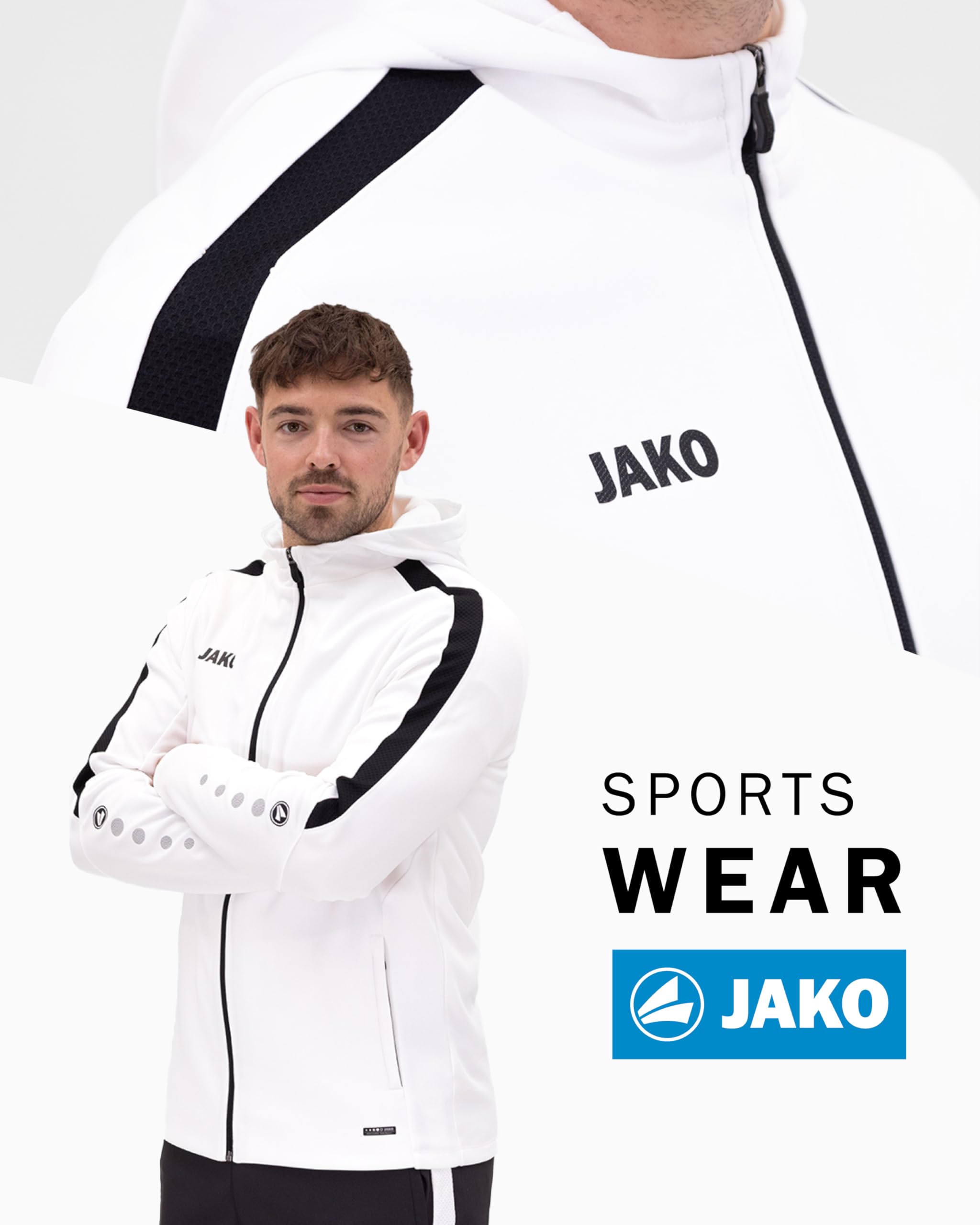 JAKO Trainingsanzug Herren mit Kapuze Polyester Power - Jogginganzug 2-teilig für Sport und Alltag, Jogginghose & Trainingsjacke, 100% recyceltes Polyester
