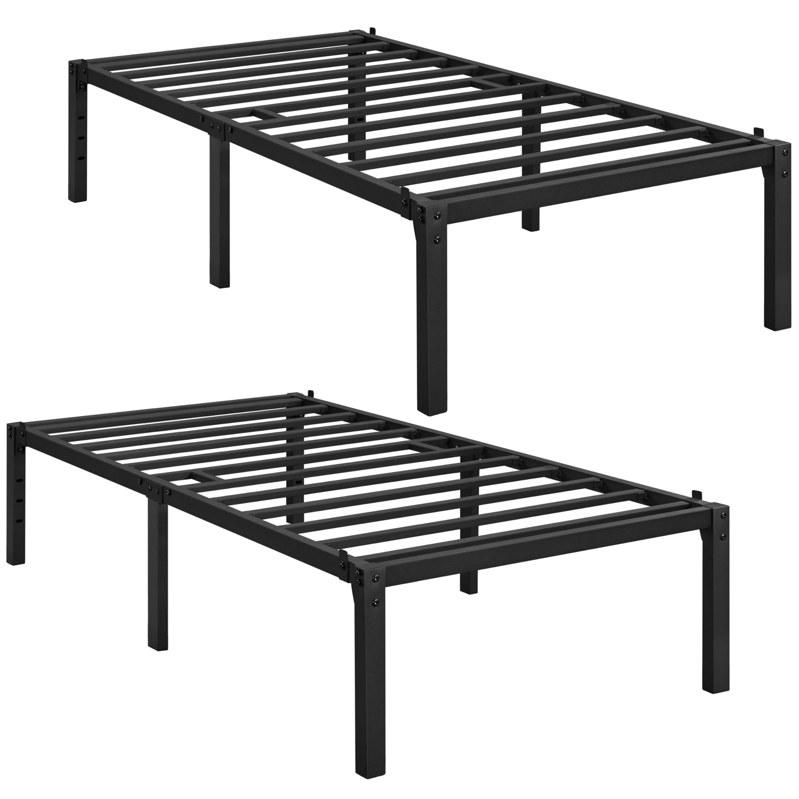 Letti Singoli In Metallo Yaheetech 90x190cm - Set Di 2 Con Testiera Moderna