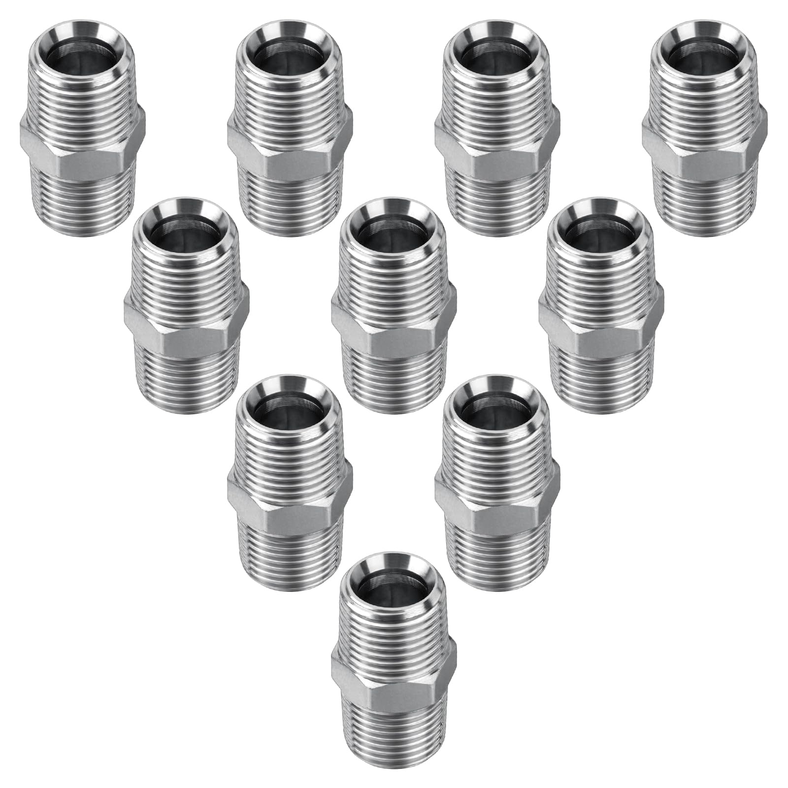10 Pack Hydraulic Adapter Fitting: 1/2" NPTF Male x 1/2" NPTF Male