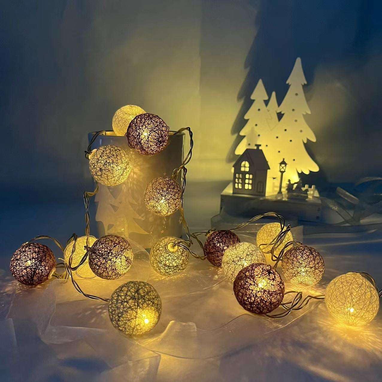 Christmas Fairy Lighting Strings Holiday Wedding Xmas Party Home Cotton Balls Garland LED String Light Christmas