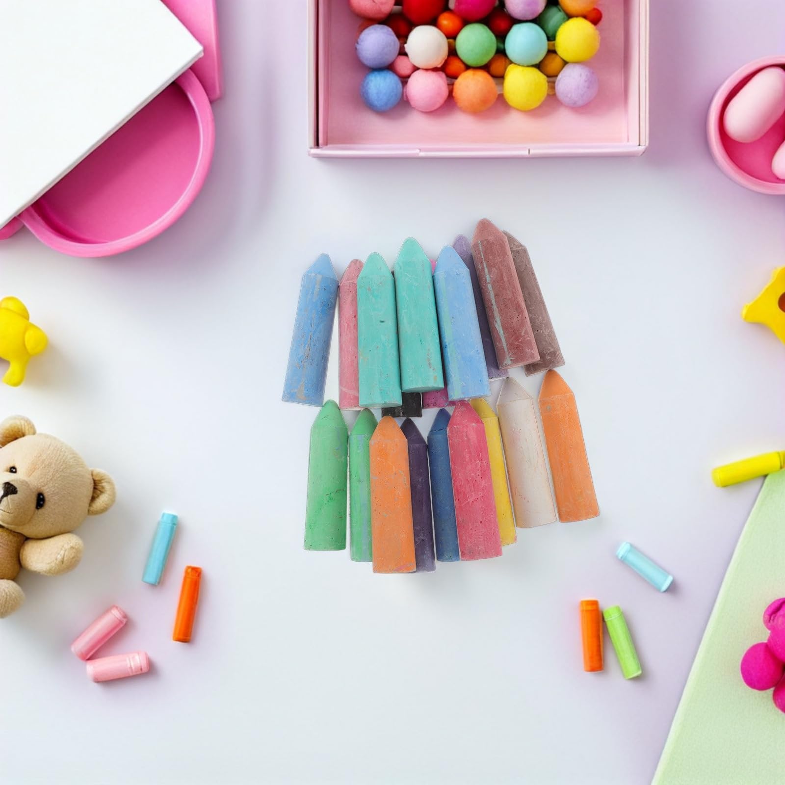 Toyvian 20 gessetti per marciapiede: gessetti jumbo lavabili per giochi artistici all'aperto - Dipingere su lavagna - Per lavagna e parco giochi 3,54X0,98X0,98 pollici