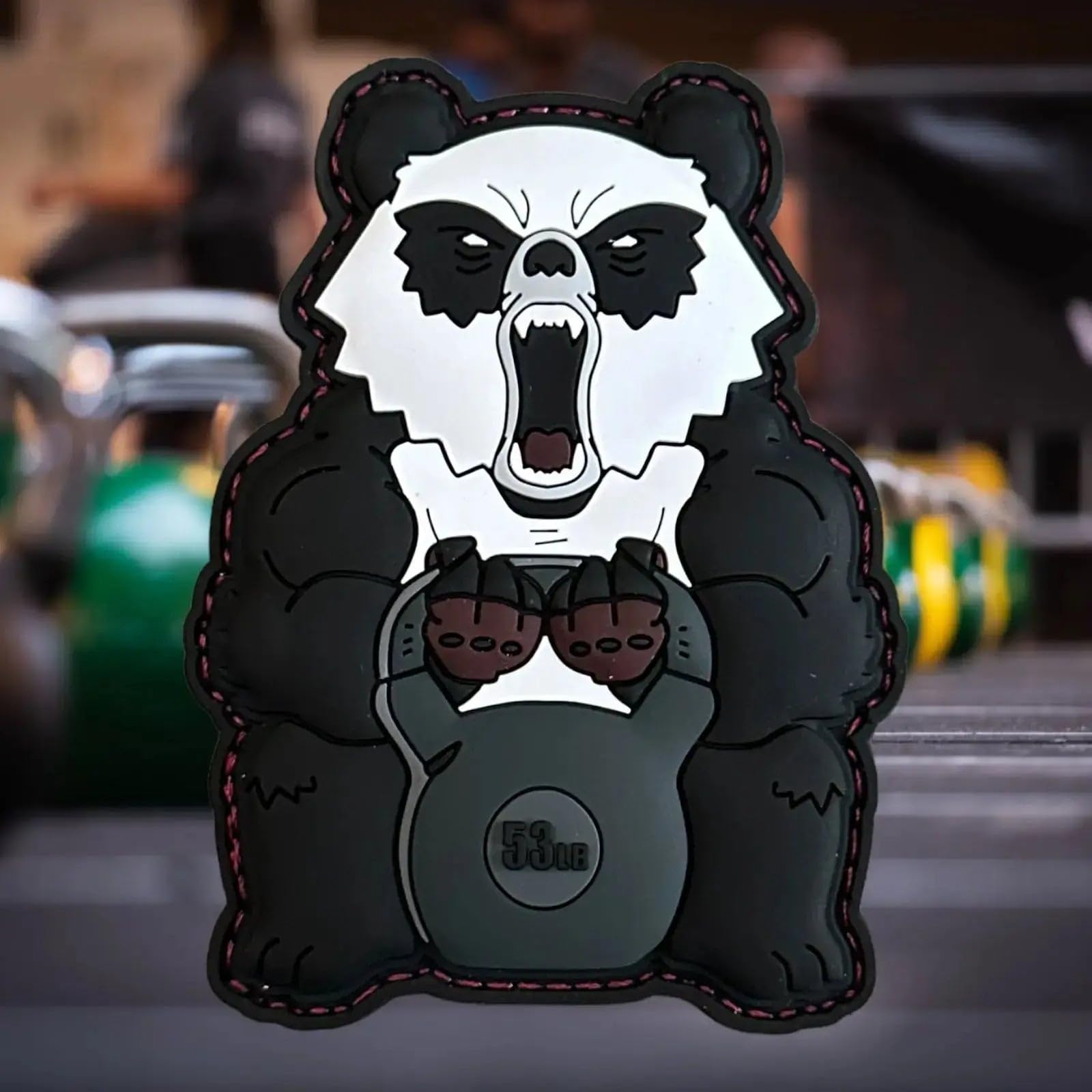 Patchlab Panda Kettlebell 53lb PVC Morale Patch with Hooks for All Fitness Funcional and Also Powerlifting, Strength/Cross Training, Deadlift, Weight Lifting Athletes with Backpack
