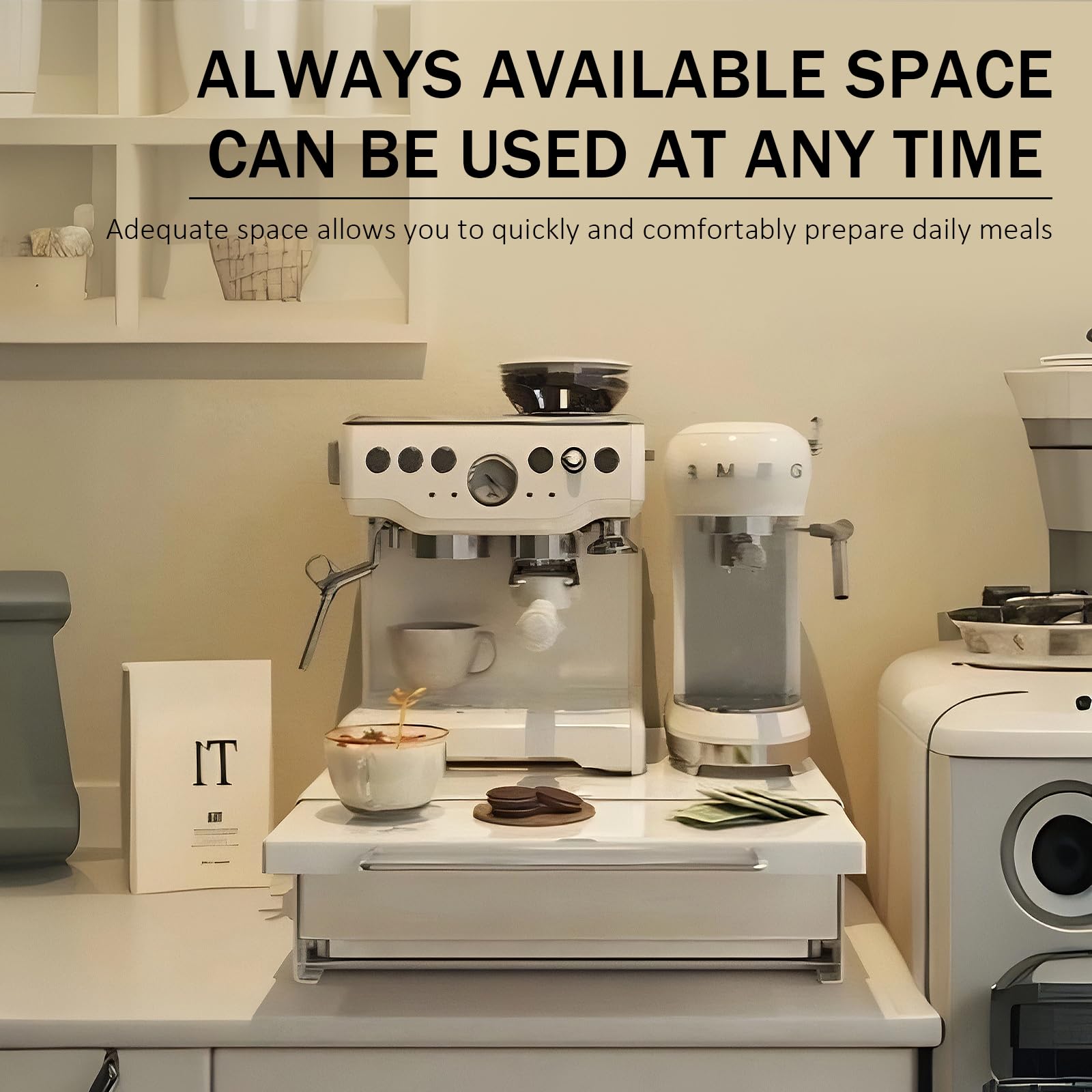 Supporto per Macchina da Caffe,Cassetto da Cucina Estraibile,Porta Capsule da caffè,Angolo caffè da Cucina-Adatto per Soggiorni Uffici E Cucine