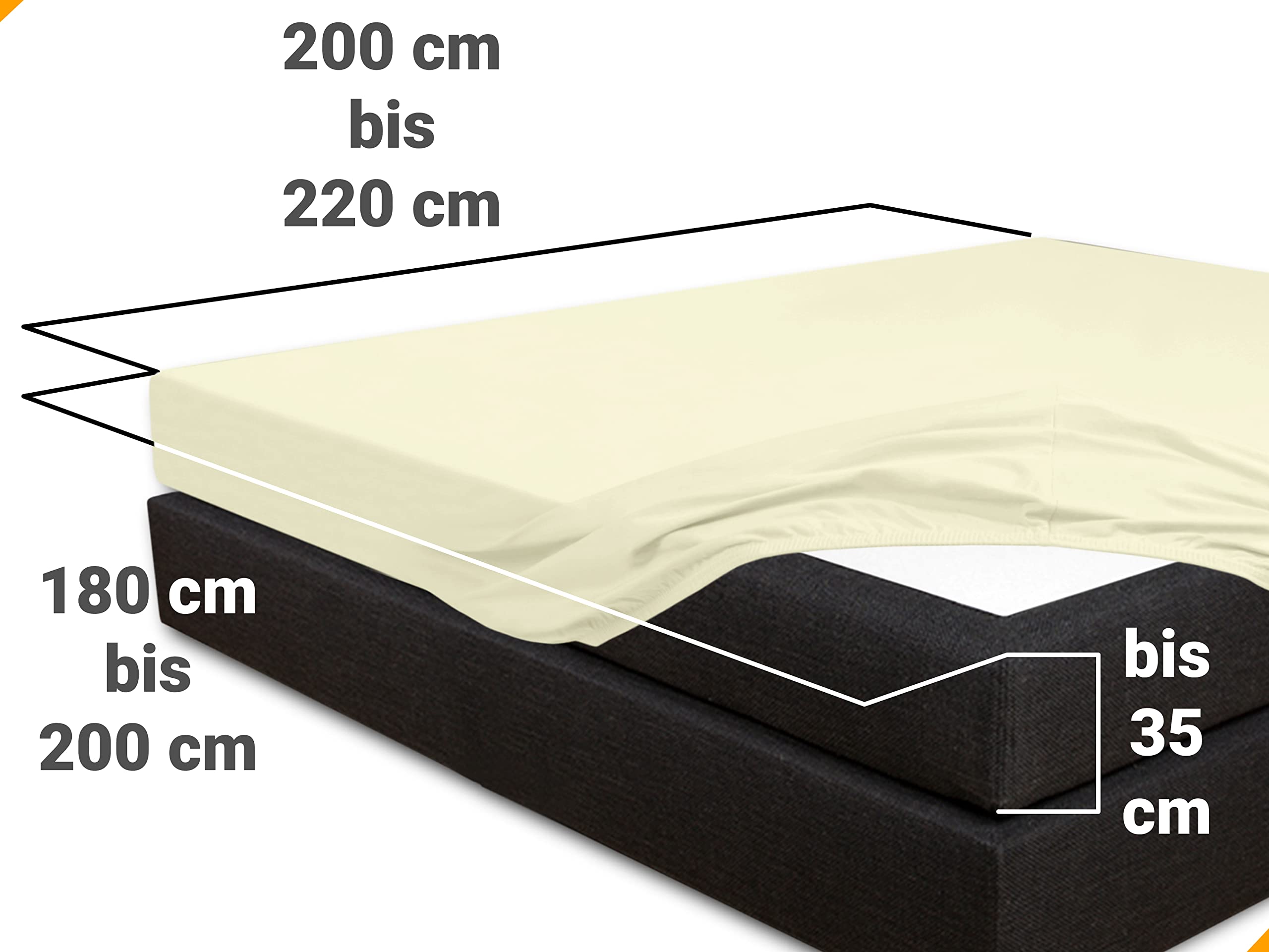 Npluseins Drap Housse 180x200 Coton - Drap Housse de Luxe pour lit à Eau, Convient pour Matelas 180x200 à 200x220 cm, certifiée Oeko-TEX, Blanc Naturel